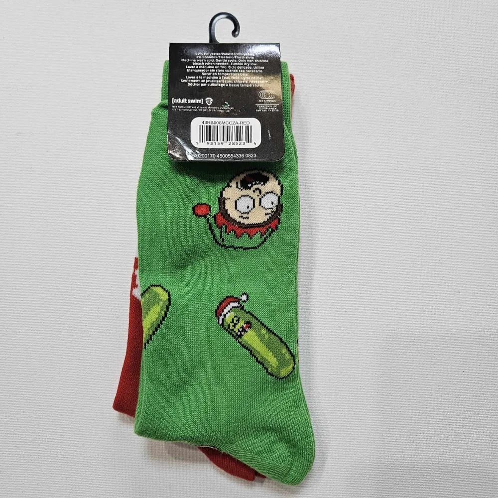 Rick‎ And Morty Christmas Socks 2 Pair Red And Green Fits Shoe Size 6-12